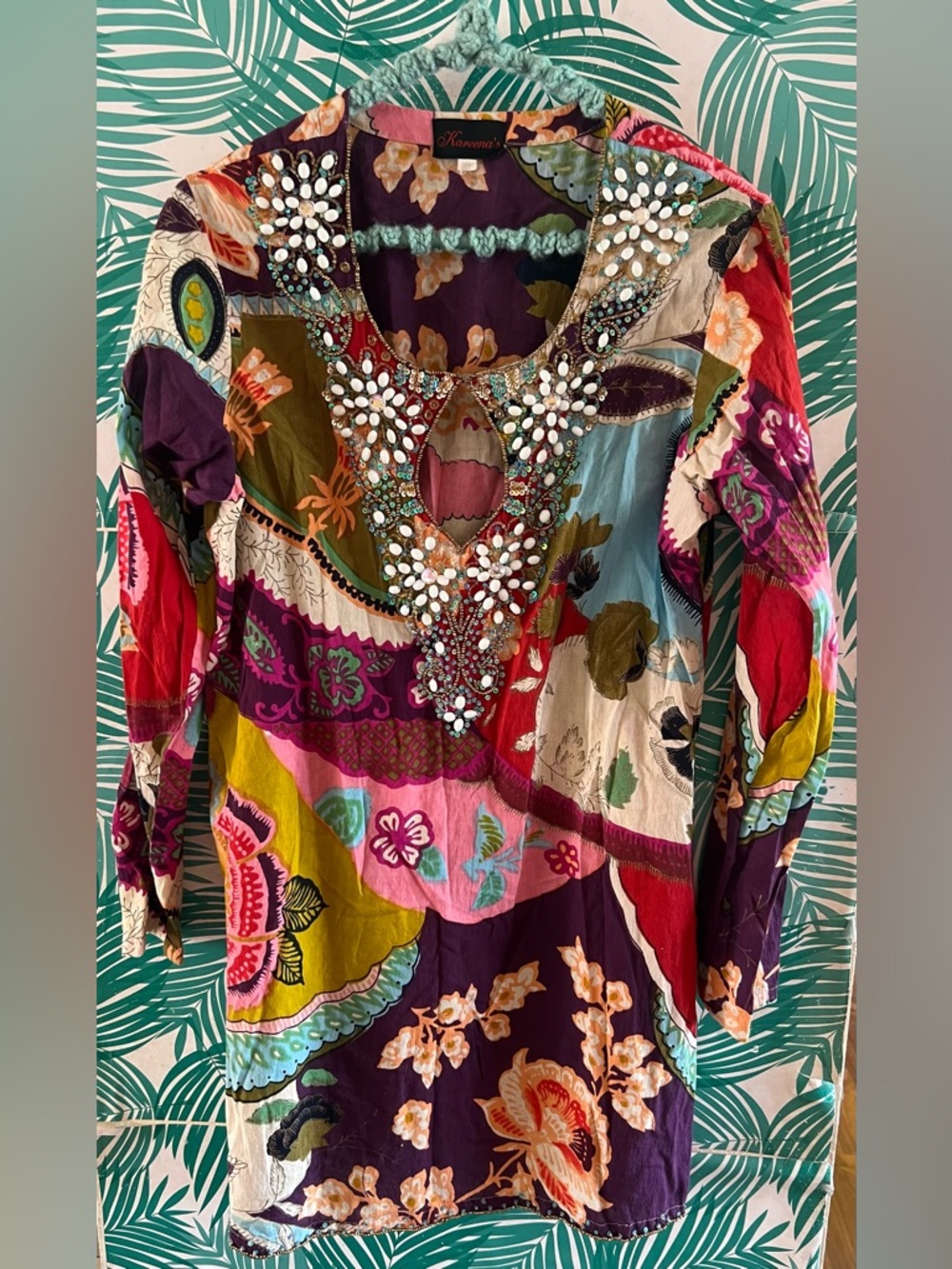Bohemian Embellished beaded  Patchwork Tunic in Multicolor by Kareena’s size M